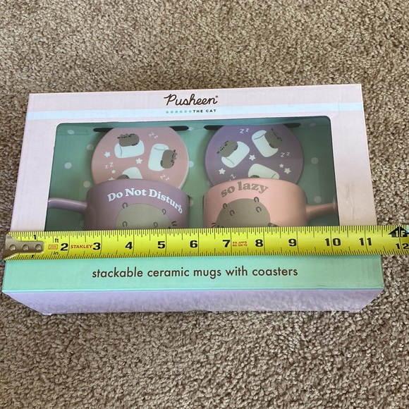 Pusheen stackable ceramic mugs with coasters - Picture 11 of 11